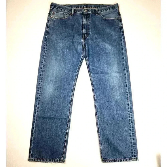 Levi's 505 Regular Fit Mens Denim Jeans 40x32 Straight Leg Classic Zip Fly Blue - Picture 3 of 16